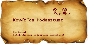 Kovács Modesztusz névjegykártya